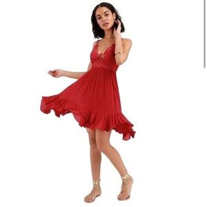 Free People Adella slip dress red small